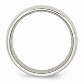 Sophia Jewelers Polished Stainless Steel Wedding Band with White Ceramic Inlay